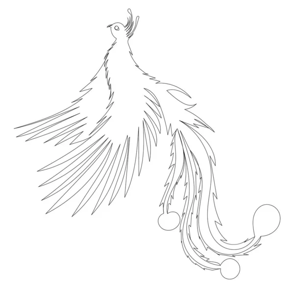 Вогняний Птах Один Лінійний Малюнок Вектор Ізольований — стоковий вектор