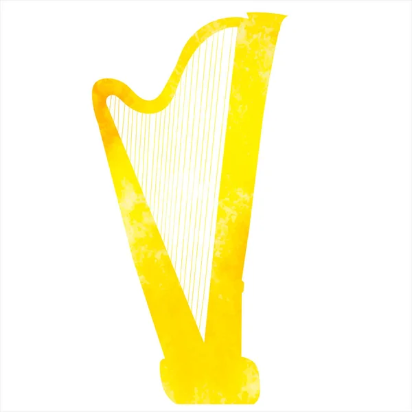 Harp Aquarel Silhouet Witte Achtergrond Vector — Stockvector