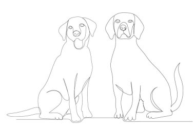 Köpekler bir çizgi çizer, taslak, vektör, izole