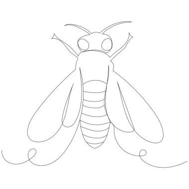 arı, böcek bir çizgi çizimi, vektör, izole edilmiş