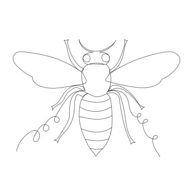 Arı, böcek bir çizgi çizimi, vektör