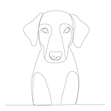 Bir satırda köpek portresi, taslak, vektör, izole edilmiş