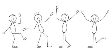 İnsanlar sevinç seti, kontur, vektör