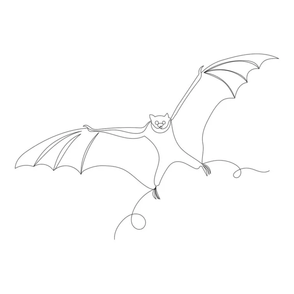 Morcego Uma Linha Desenho Esboço — Vetor de Stock