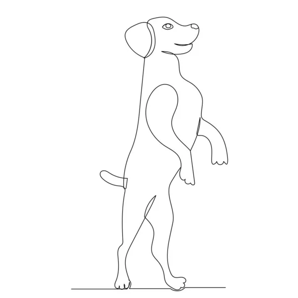 Dog One Line Drawing Outline Vector — Stock Vector