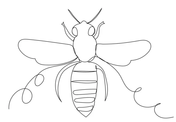 Abeja Dibujo Una Línea Vector Aislado — Vector de stock