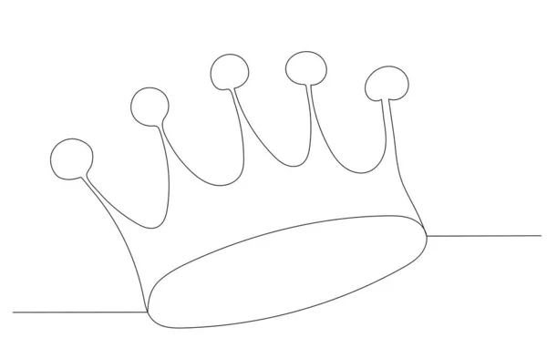 Crown Drawing One Line Outline Vector Isolated — Stock Vector