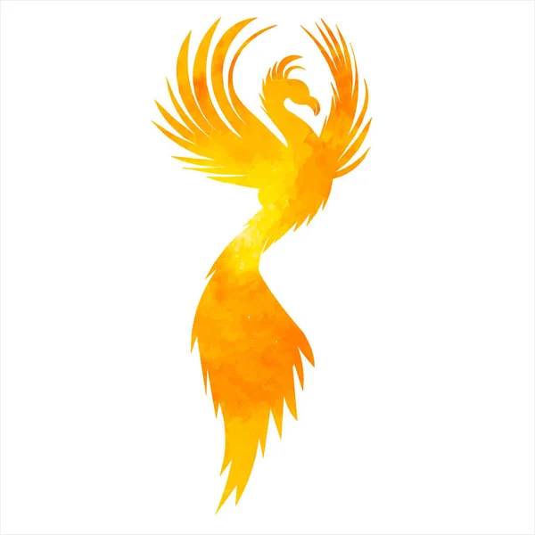 Phoenix Ptaków Akwarela Sylwetka Białym Tle — Wektor stockowy