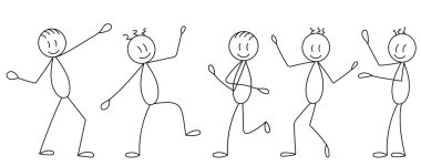 dans eden insanlar kümesi, kontur, vektör