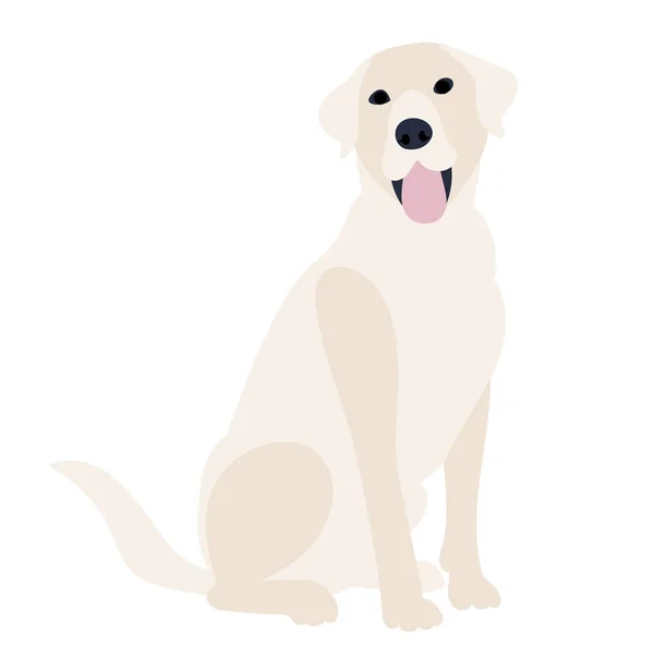 Σκύλος Κάθεται Επίπεδη Σχεδίαση Λευκό Φόντο — Διανυσματικό Αρχείο