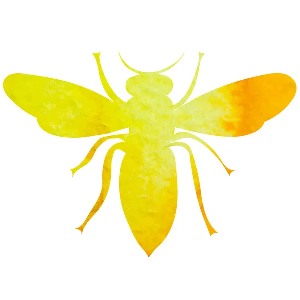 Biene Aquarell Silhouette Auf Weißem Hintergrund Vektor — Stockvektor