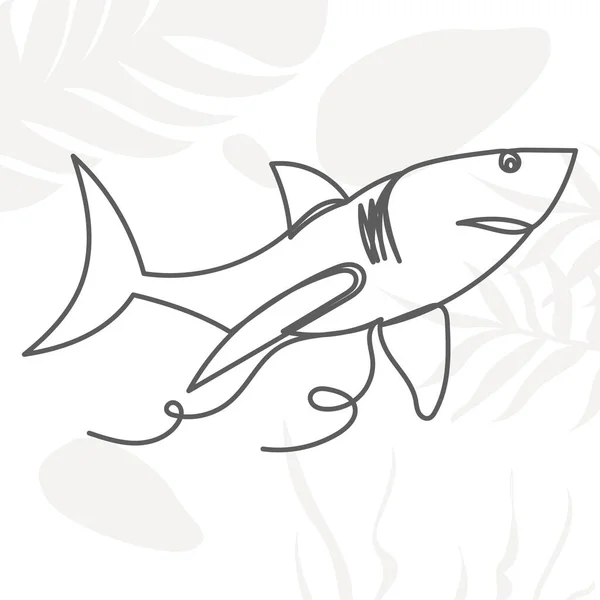 Bir Satırda Köpekbalığı Soyut Bir Arka Planda Özet Vektör Izole — Stok Vektör