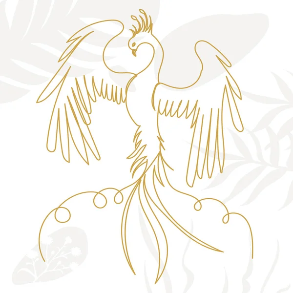 Phoenix Fågel Linje Skissera Abstrakt Bakgrund — Stock vektor