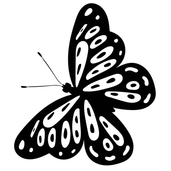 Πεταλούδα Μαύρο Και Άσπρο Σιλουέτα Λευκό Φόντο Διάνυσμα — Διανυσματικό Αρχείο