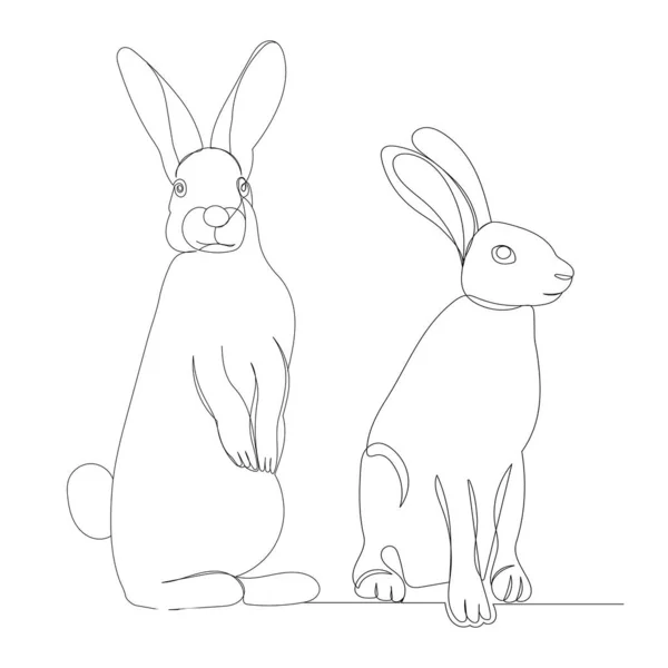 Hase Kaninchen Einer Linie Auf Abstraktem Hintergrund Vektor — Stockvektor