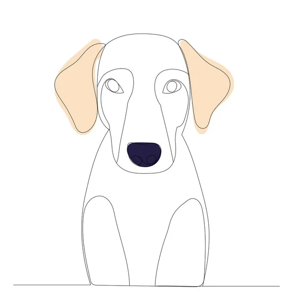 狗的肖像轮廓在一行 在一个抽象的背景 向量上 — 图库矢量图片