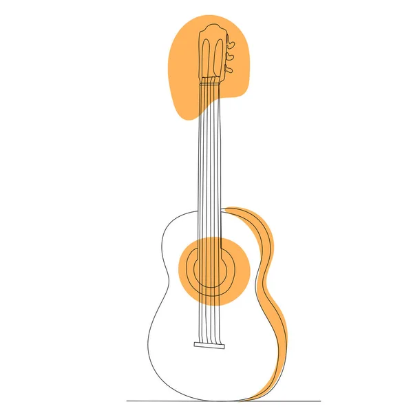 Gitár Körvonal Egy Sorban Vektor — Stock Vector