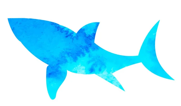 Shark Watercolor Silhouette White Background Vector — Stock Vector