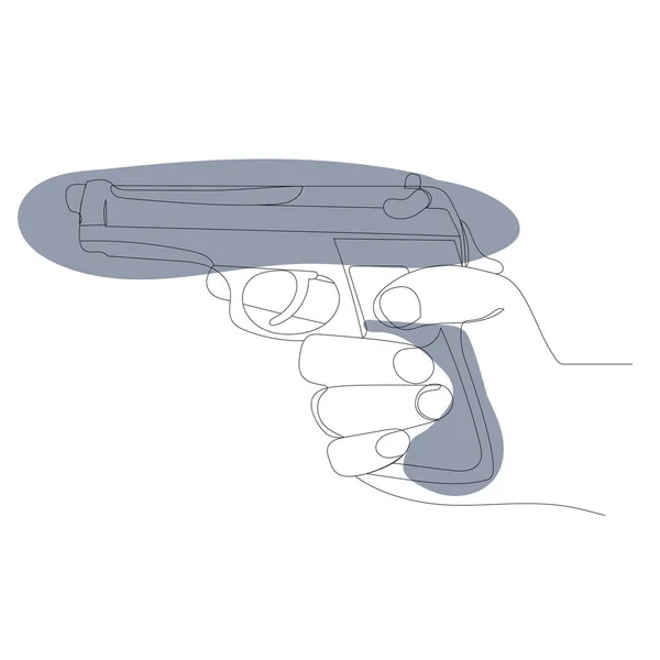 拳銃の輪郭を持つ手1行のスケッチベクトル — ストックベクタ
