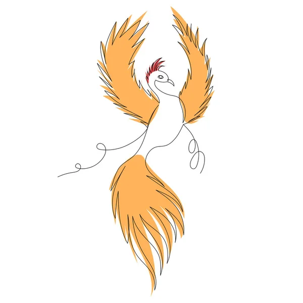 Phoenix Bird Contour Vector Boceto Una Línea — Archivo Imágenes Vectoriales