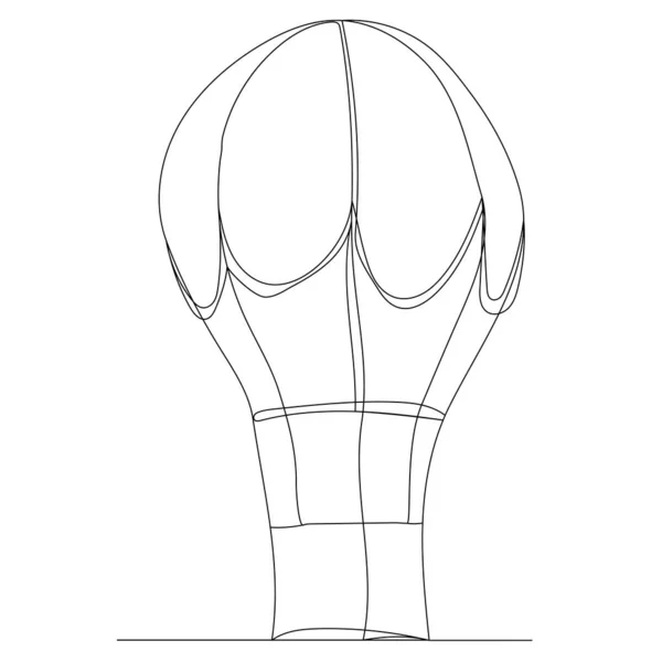 Hete Lucht Ballon Een Lijn Omtrek Vector Schets — Stockvector
