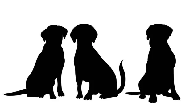 Honden Zittend Silhouet Witte Achtergrond Vector — Stockvector