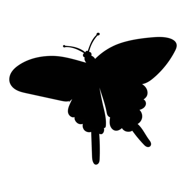 Черный Силуэт Бабочки Белом Фоне Вектор — стоковый вектор