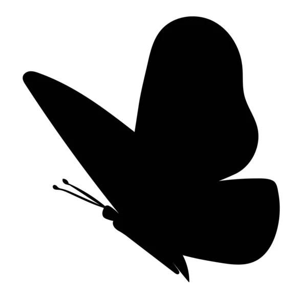 Літаючий Метелик Чорний Силует Білому Фоні Вектор — стоковий вектор