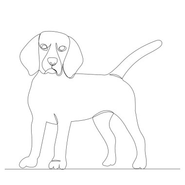 köpek hatları bir çizgi çizim vektörü