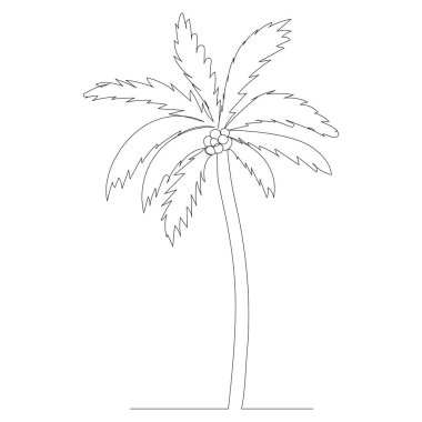 Palmiye ağacı bir çizgi çizim vektörü