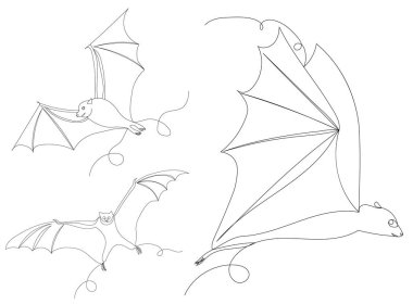 yarasa çizgisi bir çizgi çizim vektörü