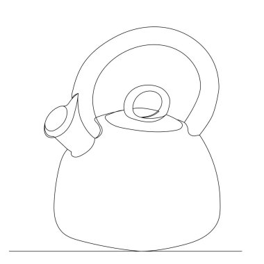 çaydanlık bir çizgi çizim vektörü