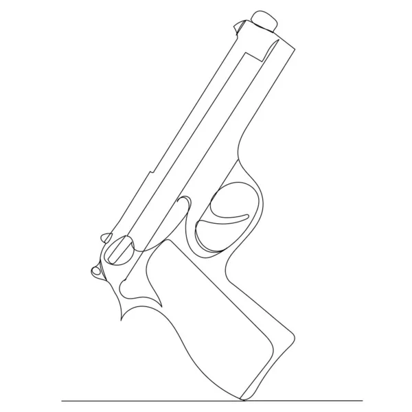 Pistola Contorno Una Línea Bosquejo Vector — Vector de stock