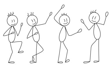 figürlü dansçılar, skeç, kontur, vektör