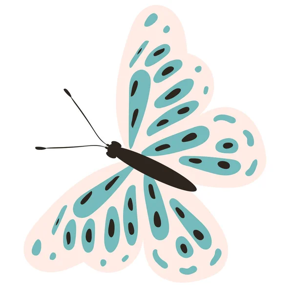 Farfalla Disegno Piatto Insetto Sfondo Bianco Vettore Isolato — Vettoriale Stock