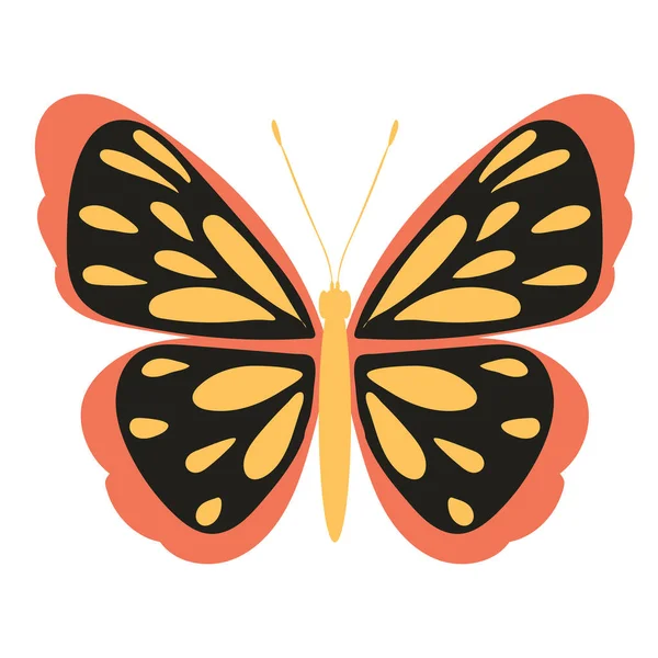 Schmetterling Flaches Design Auf Weißem Hintergrund Isoliert — Stockvektor