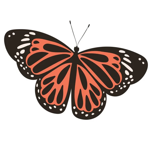 Farfalla Disegno Piatto Sfondo Bianco — Vettoriale Stock