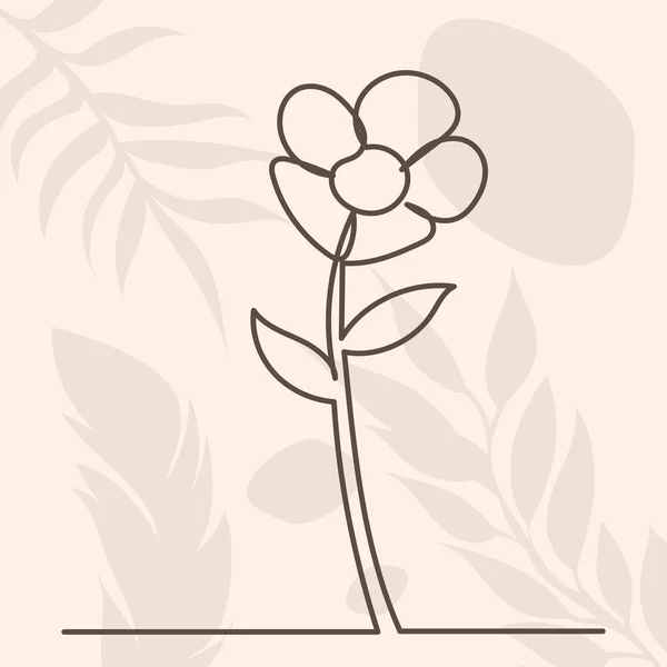Virág Kontúr Egy Sorban — Stock Vector