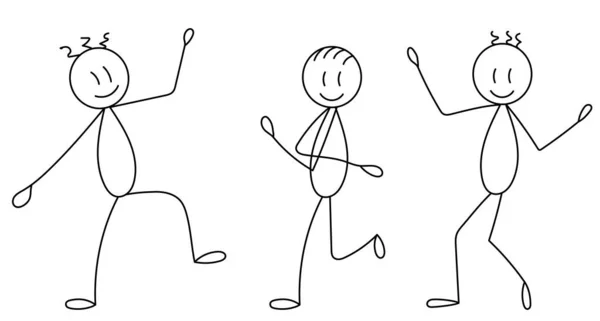 Figure Dancing People Sketch Contour — Stock Vector