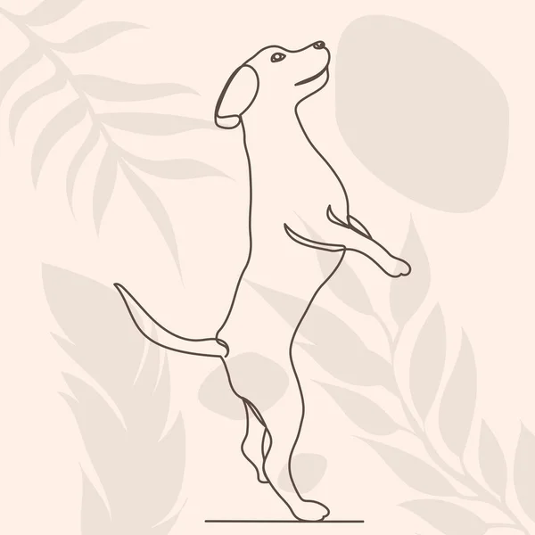 Малюнок Собаки Одній Лінії Абстрактному Фоні — стоковий вектор