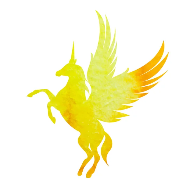 Pegasus Silhueta Aquarela Sobre Fundo Branco Isolado — Vetor de Stock