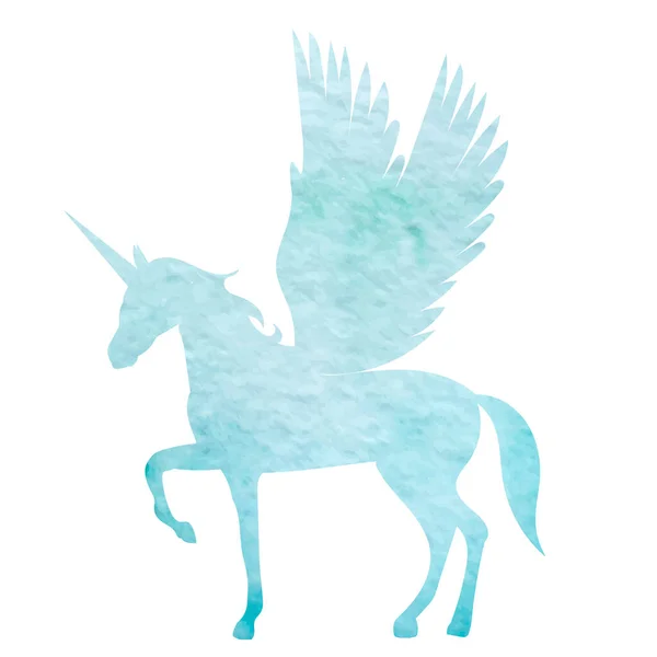 Sylwetka Akwarela Pegasus Białym Tle Izolowany Wektor — Wektor stockowy