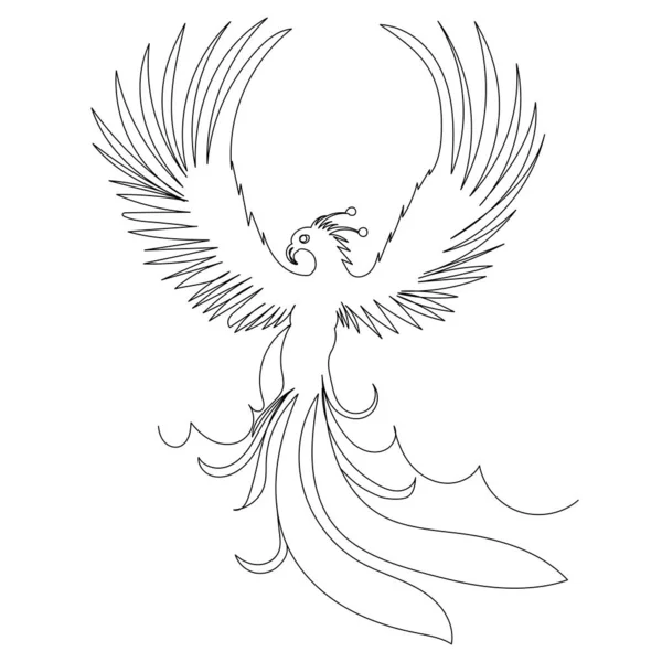 Phoenix Dibujo Aves Una Línea Sobre Fondo Abstracto Vector — Vector de stock