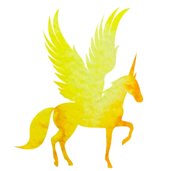Pegasus Akvarel Silueta Bílém Pozadí Izolovaný Vektor — Stockový vektor