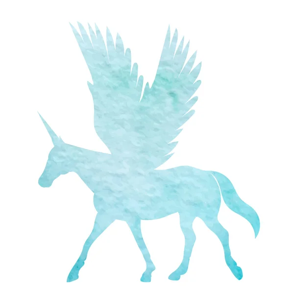 Silueta Acuarela Pegaso Sobre Fondo Blanco Aislado — Vector de stock