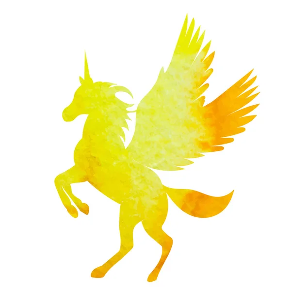 Akwarela Pegasus Sylwetka Białym Tle — Wektor stockowy