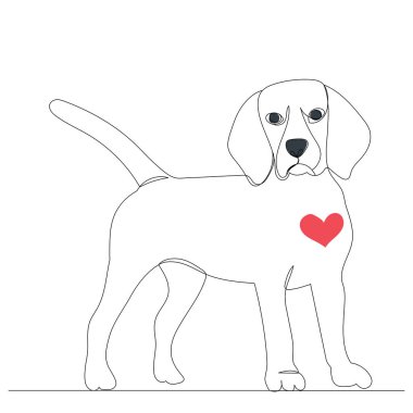 köpek tek bir satırda, soyut bir arkaplanda, vektör