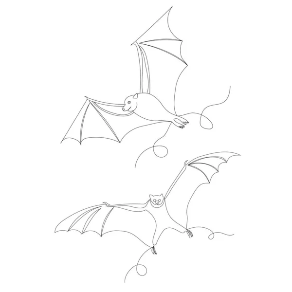 Morcego Uma Linha Desenho Isolado Vetor —  Vetores de Stock