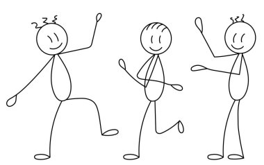 İnsanlar dans ediyor, çizim yapıyor, şekil veriyor, vektör çiziyor.