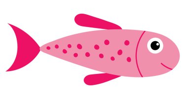 balık yassı tasarımı, beyaz arkaplanda karikatür izole